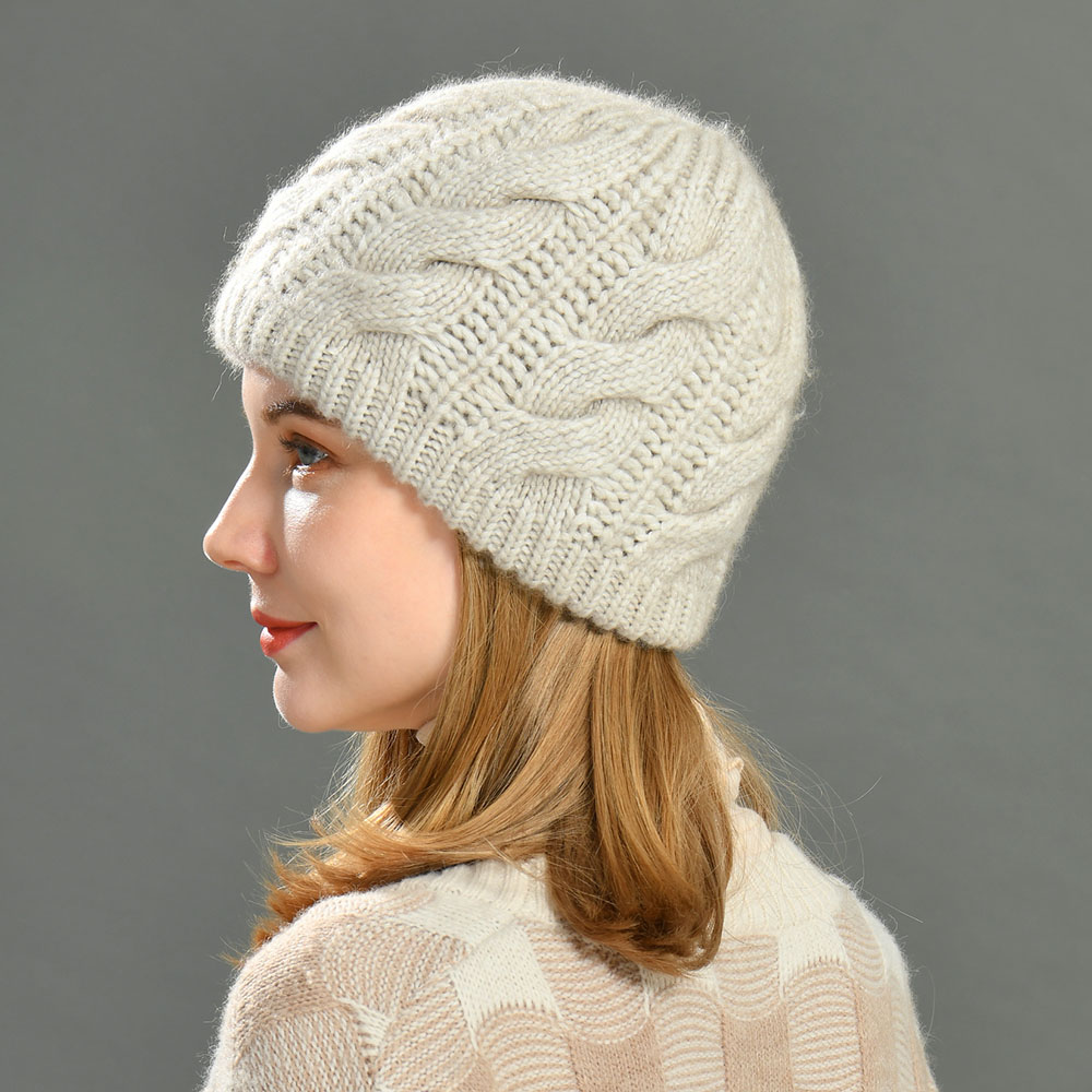 Hot Selling Winter Custom Twist Women Bonnet Fashion Keeping Warm Thick Double Layer Wool Knitted Winter Beanies Women