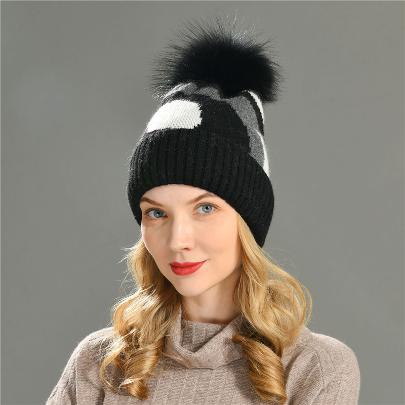 Classic Camo Pattern Design Winter Unisex Double Fold Thick Warm Cuffed Cashmere Wool Knitted Camouflage Beanie