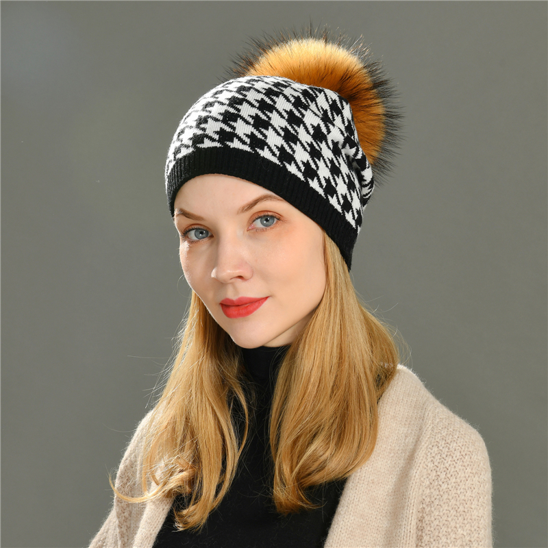Unisex Winter Warm Hat Cap Skull Wool Knitted Beanie Wholesale Wool Beanie Custom Plaid Winter Knitted Beanies Hat