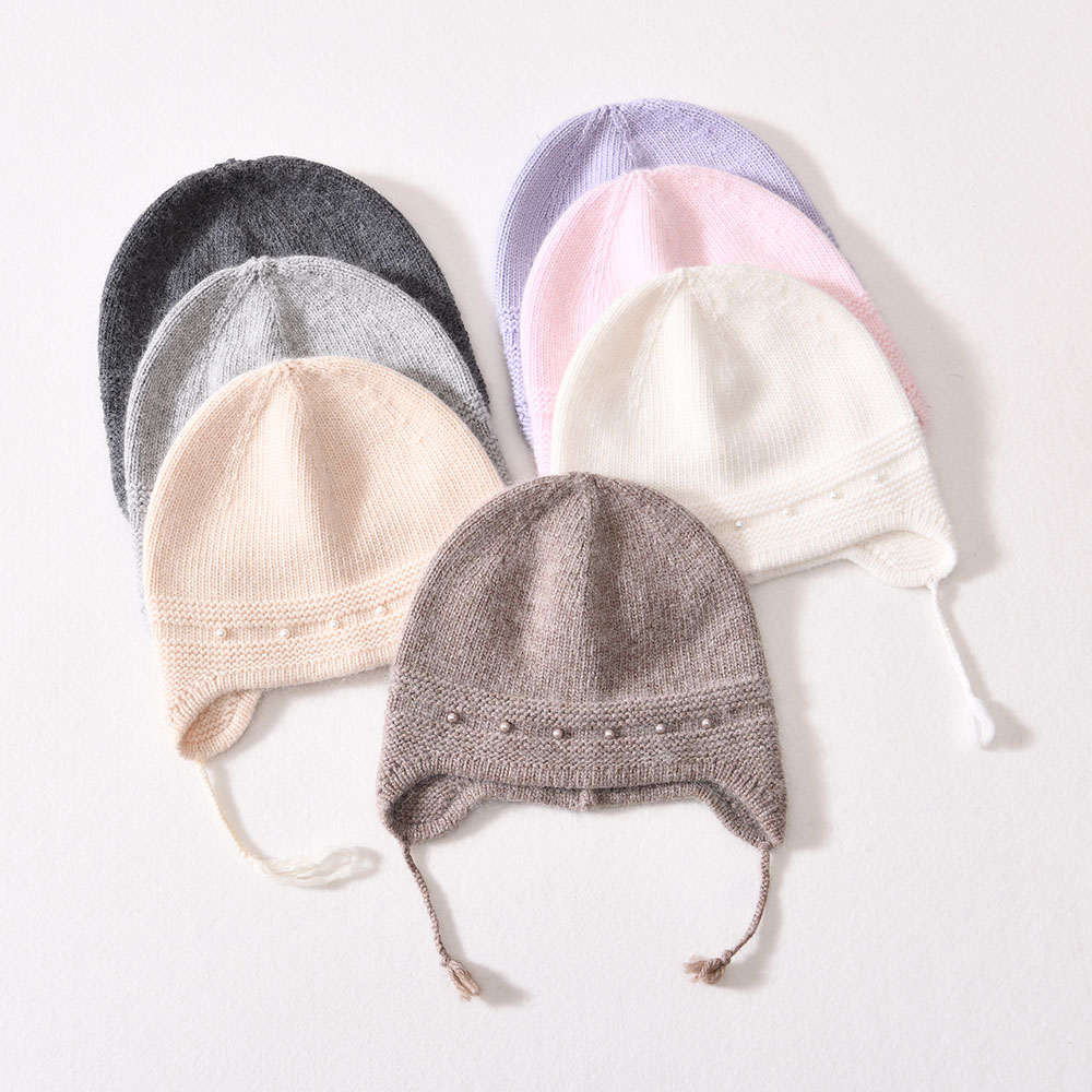 Unisex Wholesale Earflap Cute Braid Baby Winter Plain Custom Label Kids Beanie