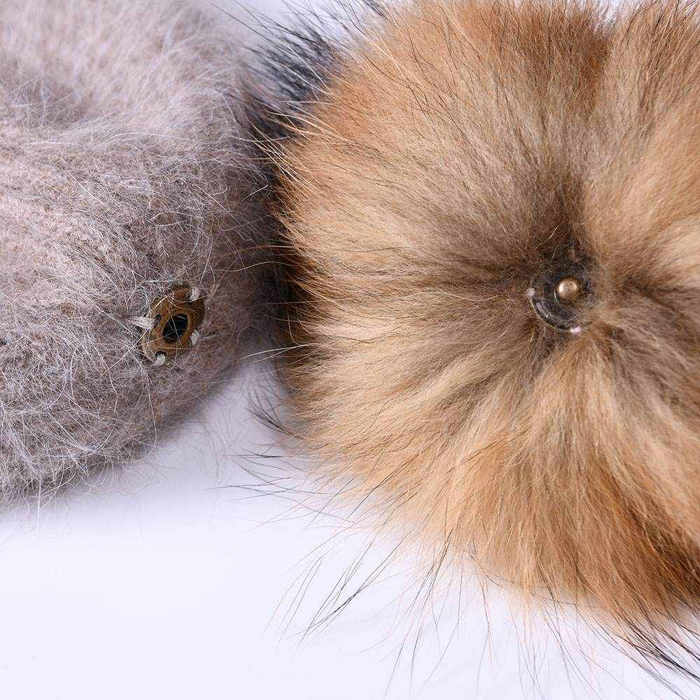 Winter Women Fur Ball Pompom Beanies Caps High Quality Angora Long Hair Beanie Hats 