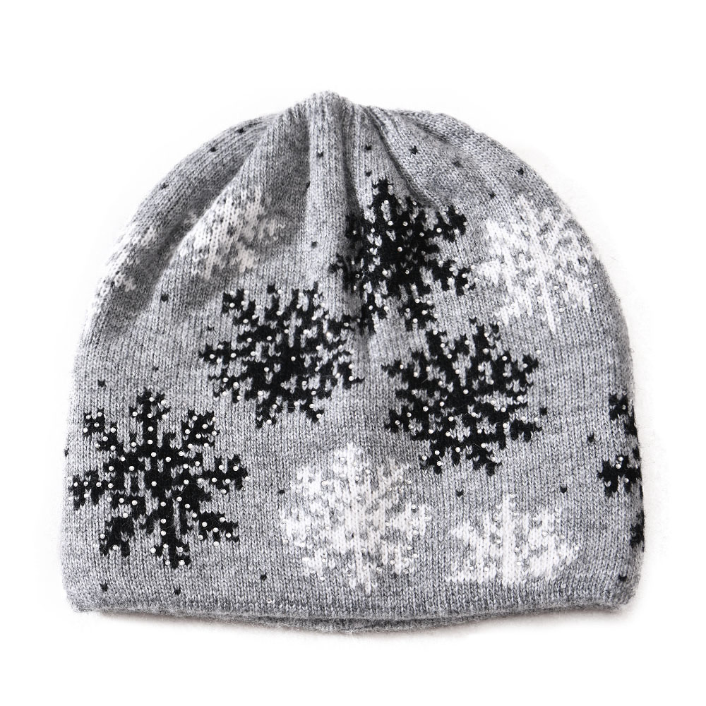 New Fashion Custom Design Snowflake Beanie Hat Wholesale Female Winter Wool Knitted Beanie Fashion