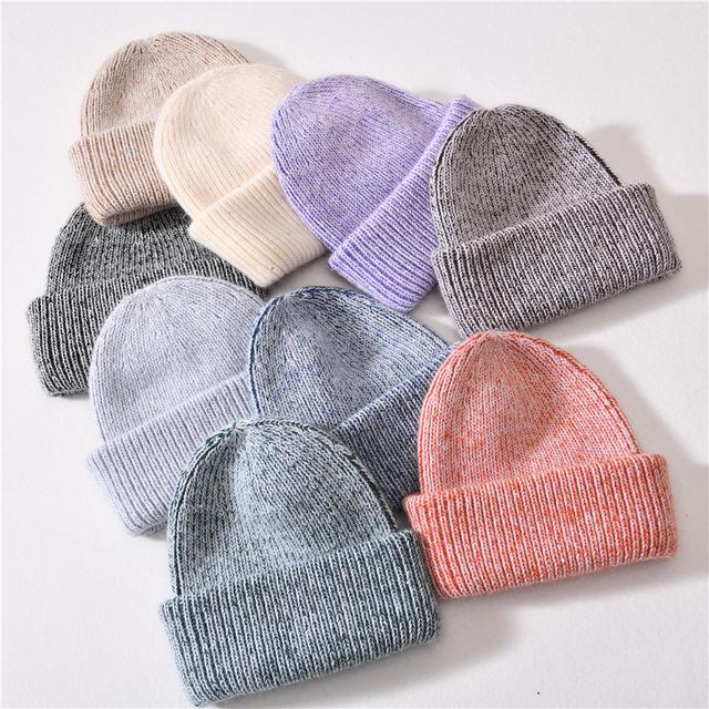 Warm Winter Hat Classic Striped Cashmere Knit Hats Cuffed Thick Fluffy Long Fur Relaxed Stretchable Women Knitted Furry Beanie