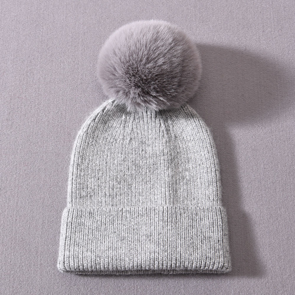 Autumn Winter Angora Knitted Beanie Kids Hat Cute Pom Pom Soft Warm High Quality Boys Girls Baby Knitted Beanies