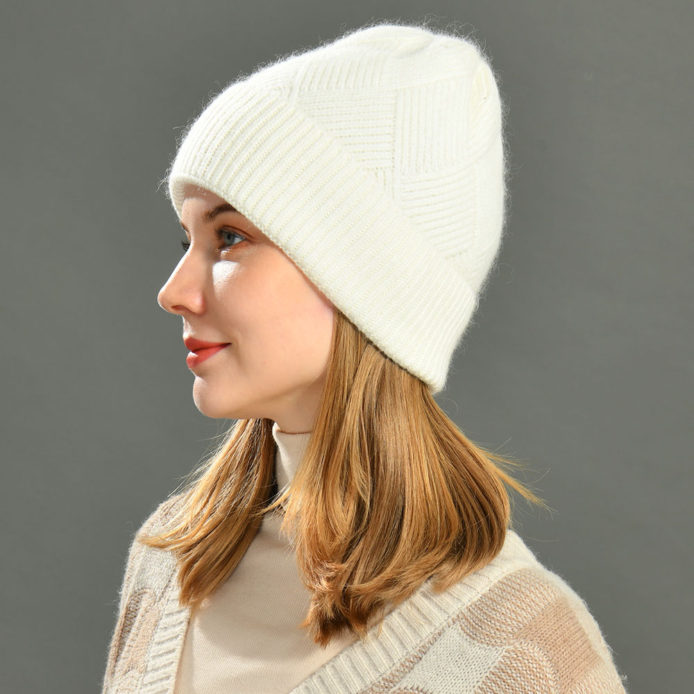 Wholesale Blank Winter Beanies High Quality Rhombus Soft Classic Unisex Cashmere Waffle Knit Beanie