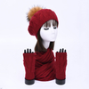 French Crochet Beret Long Scarf Fingerless Mittens Winter Double Layer Cashmere Knitted Hat Scarf Glove Set