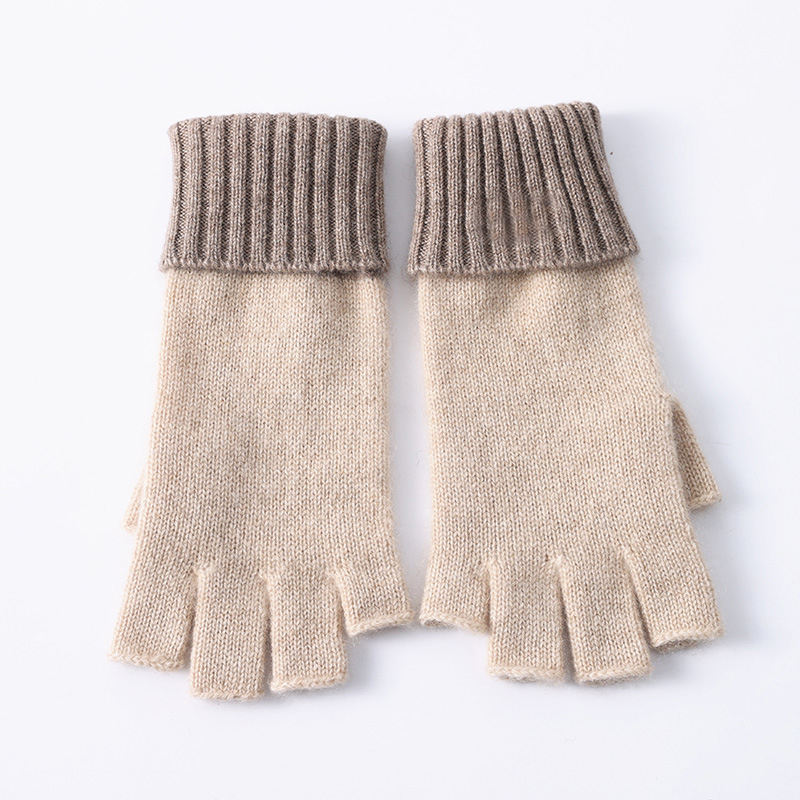 Unisex Stretch Elastic Warm Custom Logo Wholesale Luxury Women Half Finger Winter cashmere gloves for woman fingerless
