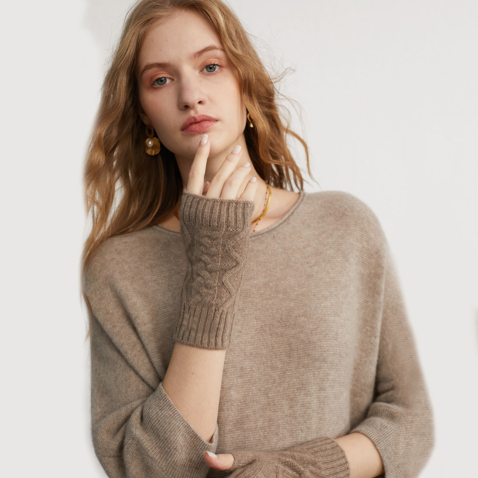 Unisex Knitted Stretch Elastic Warm Half Finger Gloves Custom Logo Wholesale Winter 100% Cashmere Fingerless Gloves for Women