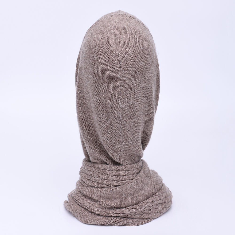 Windproof Thick Outdoor Ski Long Scarf Neck Cover Hooded Women Beanie Hat Winter Ear Protection Cashmere Knitted Hood Scarf