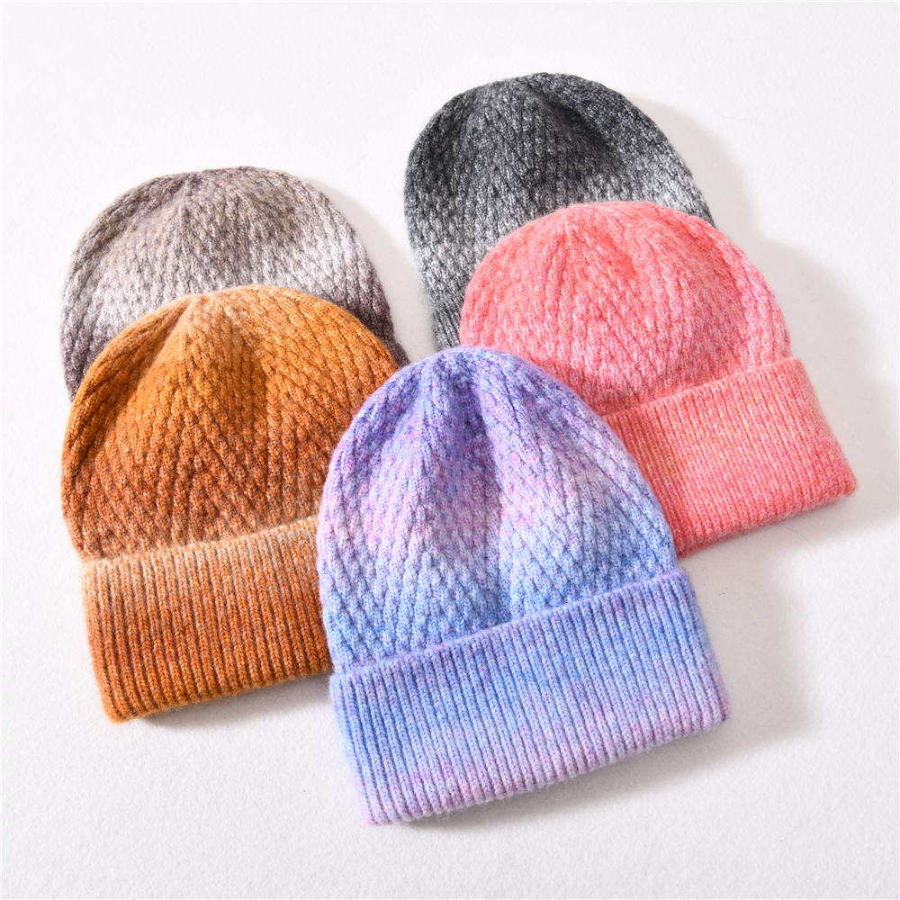 Custom Unisex Adult Knitted Multicolor Warm Winter Wool Ribbed Beanie