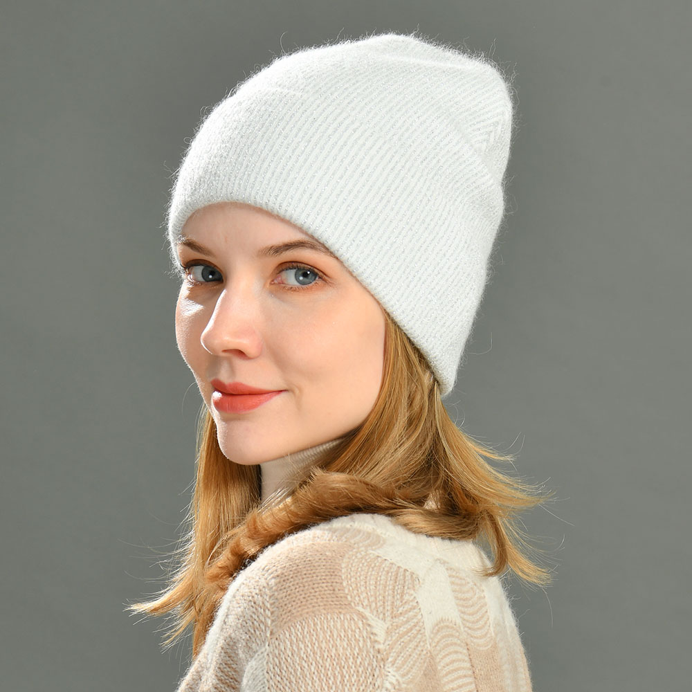 Hot Sale Winter Cashmere Beanie Hats Bright Silk Custom Wholesale Knit Beanie Adult