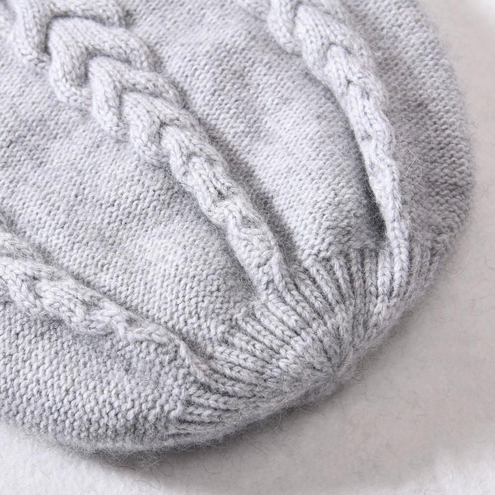 OEM ODM Twist Cashmere Knitted Winter Beanie Hats Winter Double Layer Women Custom Cashmere Beanies Wholesale