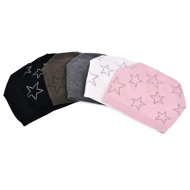 Women Winter Hat New Fashion Warm Soft New Design Wool Knitted High Quality Star Beanie Women Winter Hats
