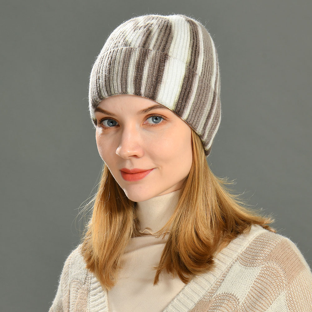 Wholesale Winter New Fashion Acrylic beanie Knitted Hats Ladies Girls Soft High Quality Acrylic Marbling Beanie Hat 