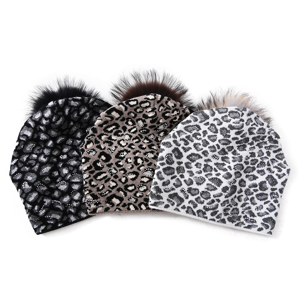 Women Winter Hats Warm Wool Cap Knitted Soft Beanies hats Casual Slouch Leopard Skully Beanie Hat 