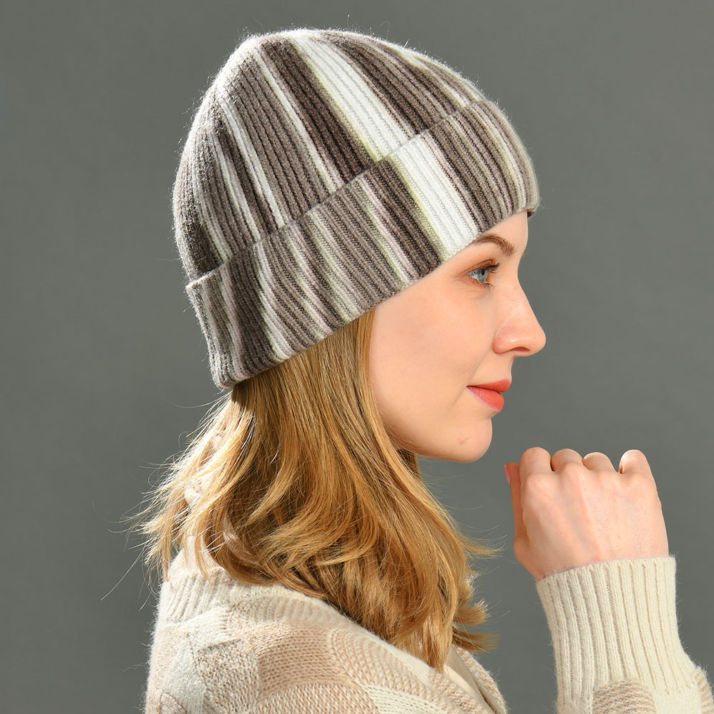 Wholesale Winter New Fashion Acrylic beanie Knitted Hats Ladies Girls Soft High Quality Acrylic Marbling Beanie Hat 