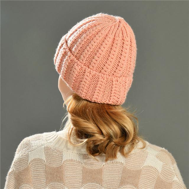 Wholesale Women Hats Thick Ribbed Custom High Quality Winter Merino Wool Knit Beanies