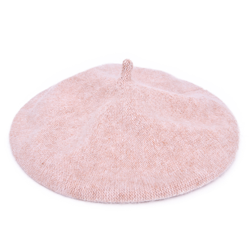 Wholesale Winter Warm Soft Custom Ladies Plain Classic Angora Beret Hat Women Girls French Beret Hat 