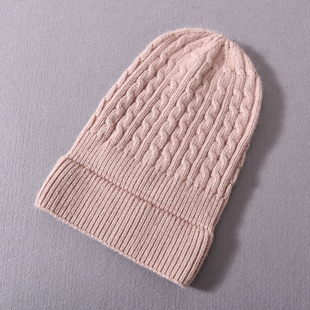 Winter Women Warm Soft Angora Knitted Hat Twist High Quality Knitted Wool Beanie Hat