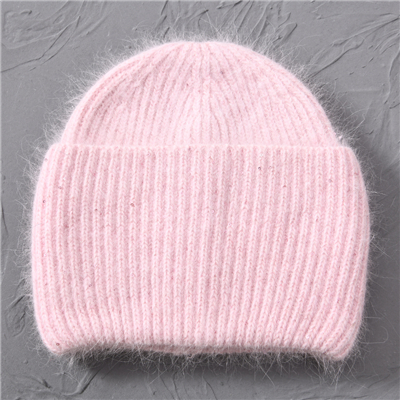 Autumn Winter Warm Beanies Hats Casual Women Solid Adult Angora Colors Knitted Beanie Hat with Bright Wire 