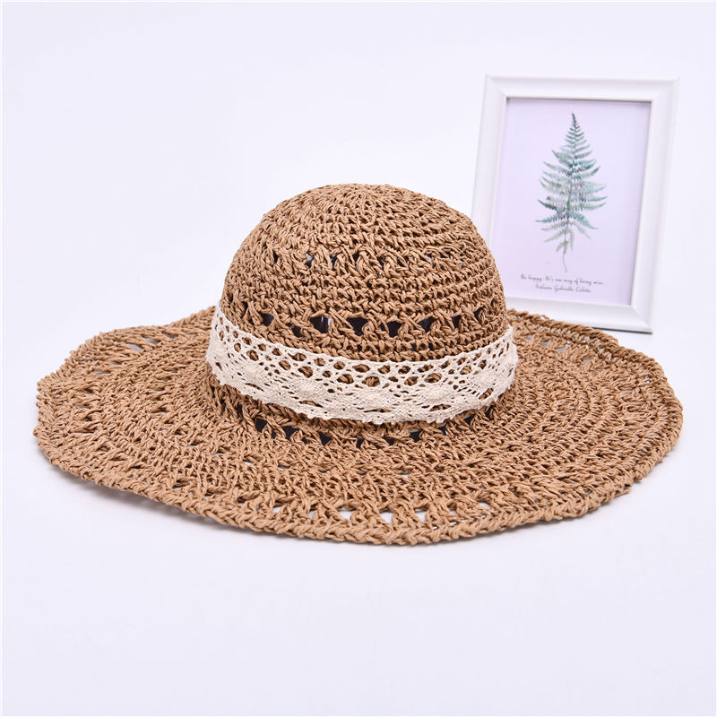 Women Summer Beach Floppy Custom Straw Hat Wide Brim Sun Fisherman Hat