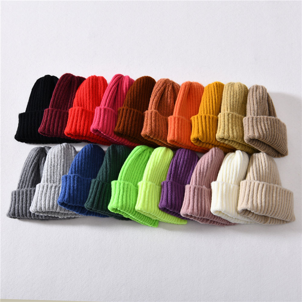New Cute Kids Toddlers Soft Warm Wholesale Striped Cuffed Winter Knitted Beanie for Baby