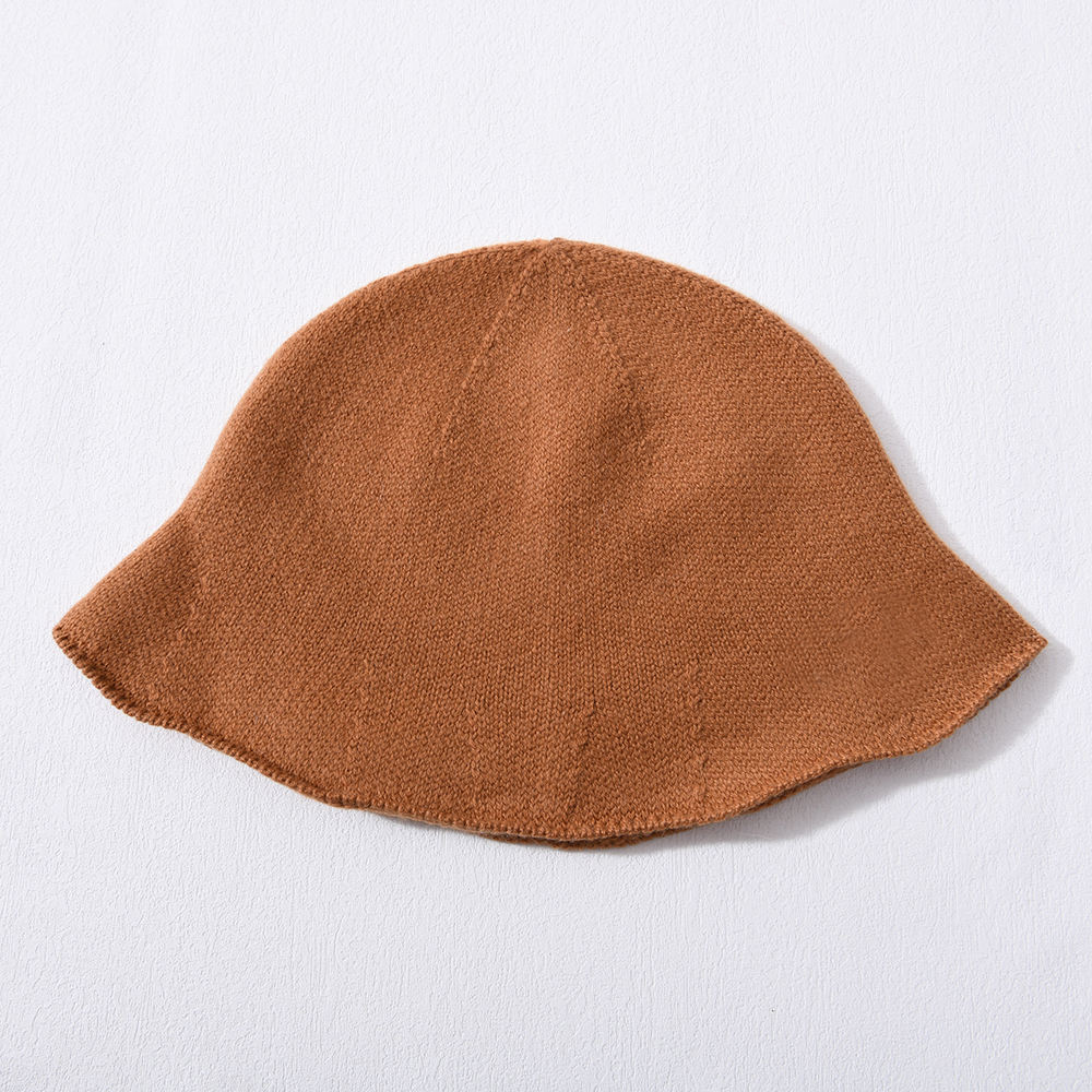 100% Cashmere Soild Color Soft Warm Wide Brim Fisherman Hat