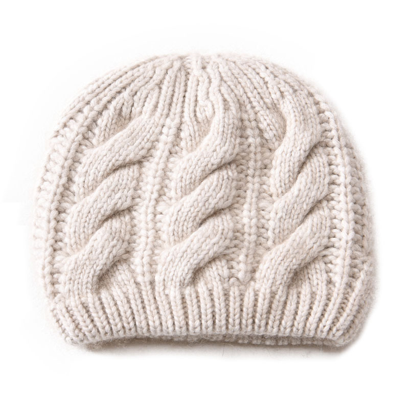 Hot Selling Winter Custom Twist Women Bonnet Fashion Keeping Warm Thick Double Layer Wool Knitted Winter Beanies Women