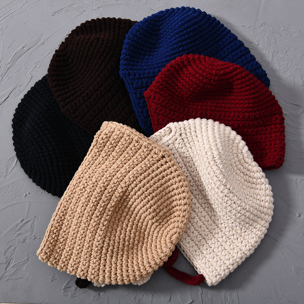 Chunky Bobble Skull Cable Warm Beanie Hat Earflap Braid Cute Women Winter Knit Beanie Bulk
