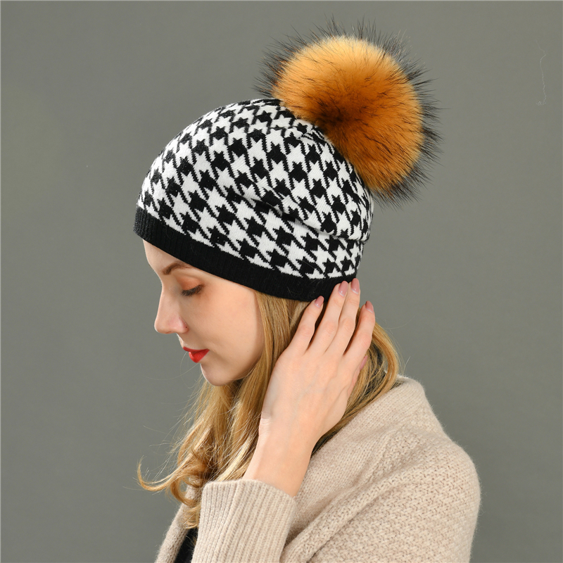 Unisex Winter Warm Hat Cap Skull Wool Knitted Beanie Wholesale Wool Beanie Custom Plaid Winter Knitted Beanies Hat