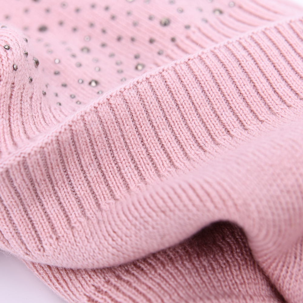 Wholesale Custom Knitted Beanie Hat Skull Winter Hat Wholesale Plain Beanies Women Skull Rhinestone Beanie