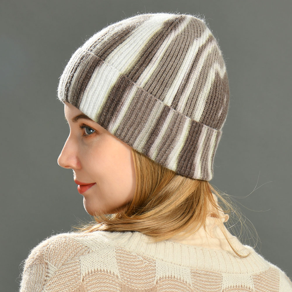 Wholesale Winter New Fashion Acrylic beanie Knitted Hats Ladies Girls Soft High Quality Acrylic Marbling Beanie Hat 