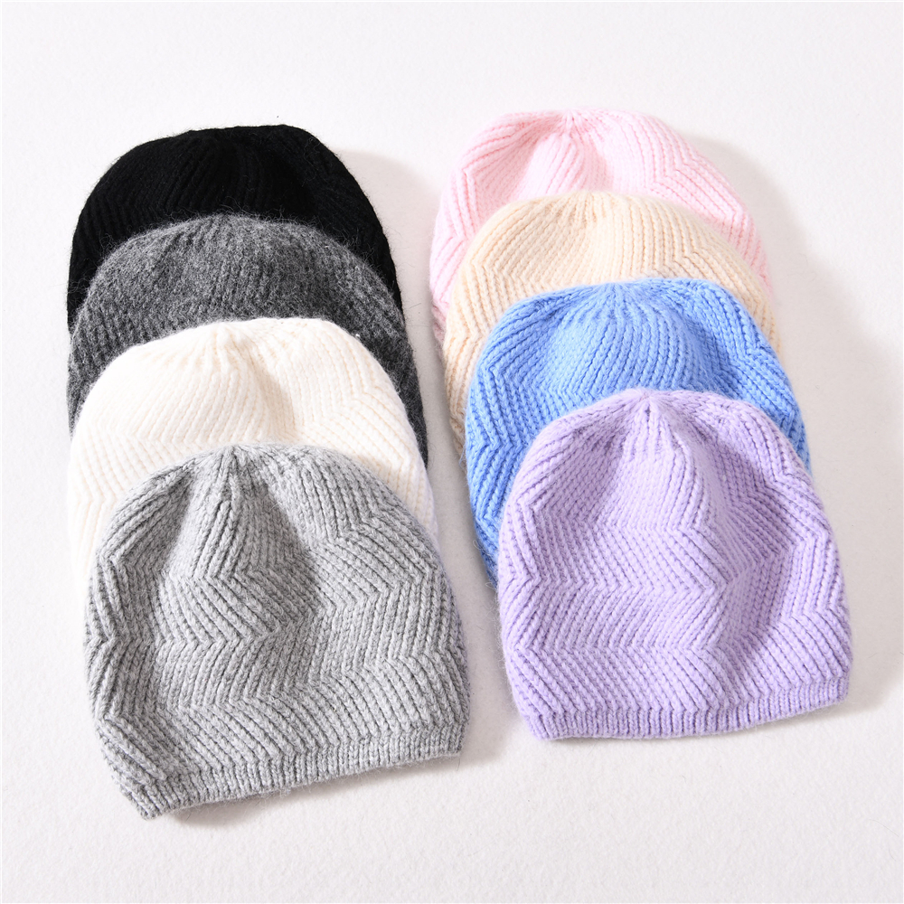 Winter Ripple Knit Kids Hats High Quality Water Ripple Thick Warm Soft Angora Knit Beanie Baby
