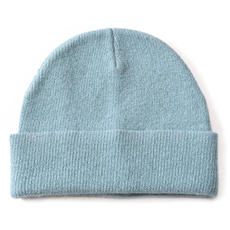 Hot Sale Winter Angora Blend Beanie Hats Bright Silk Custom Wholesale Adult Knit Beanie hats 