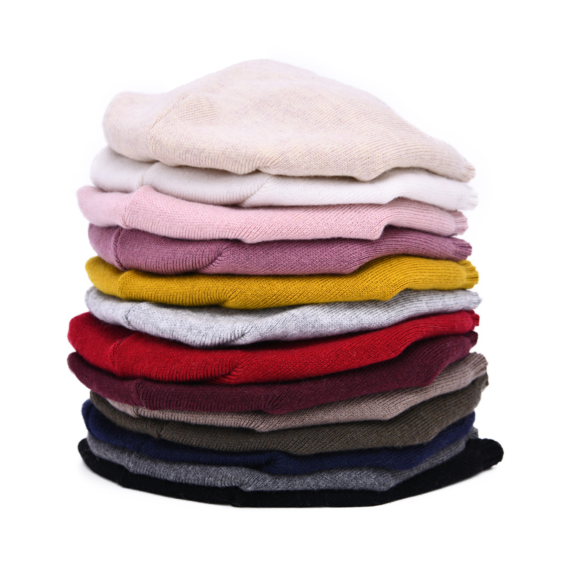 Factory Wholesale Custom Common Plain Solid Color Comfort Unisex Winter Wool Knitted Slouchy Beanie Hats