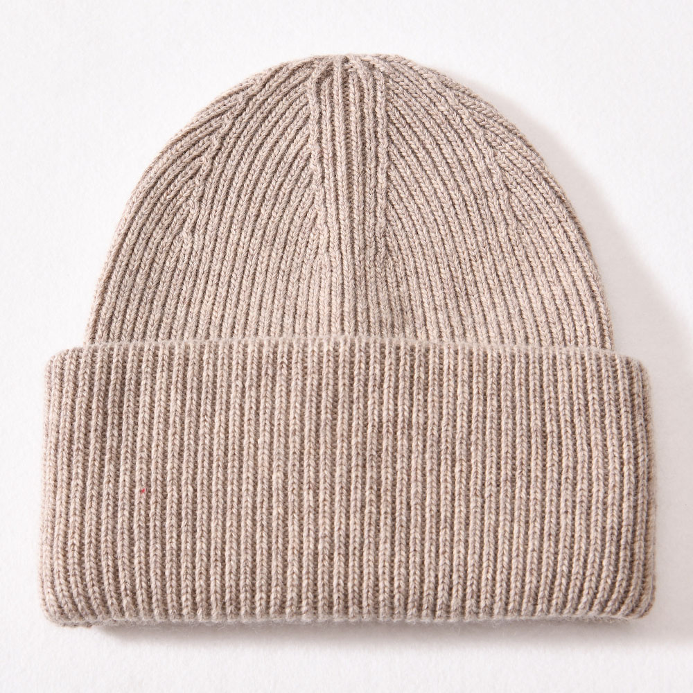 Unisex Wholesale Wool Knitted Beanies Striped Plain Custom Winter Hats Double Folard Thick Soft Comfortable