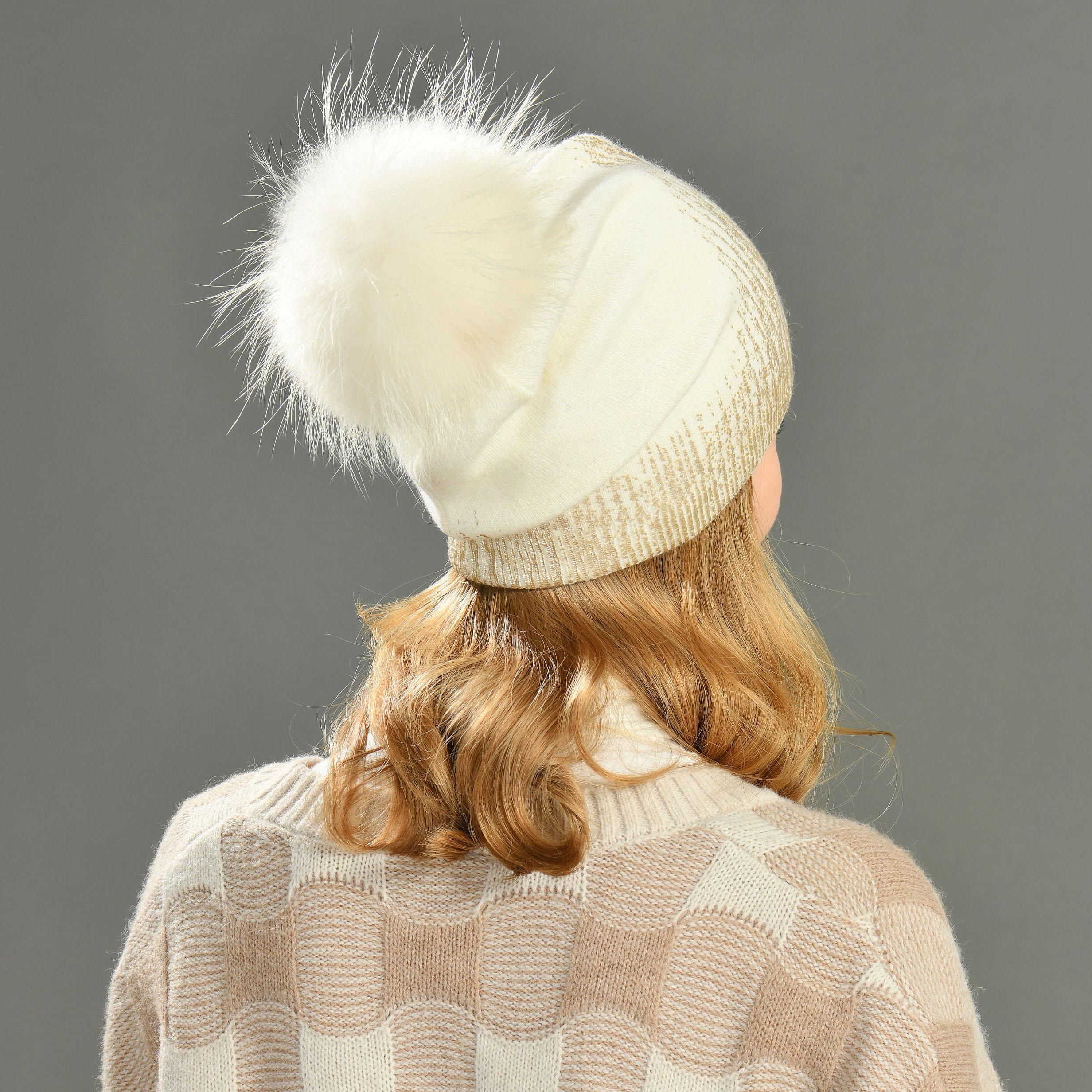 Winter Gilding Fashion Knitter Hat Beanie High Quality Cool Knitted Hats Women Pom Pom Hat