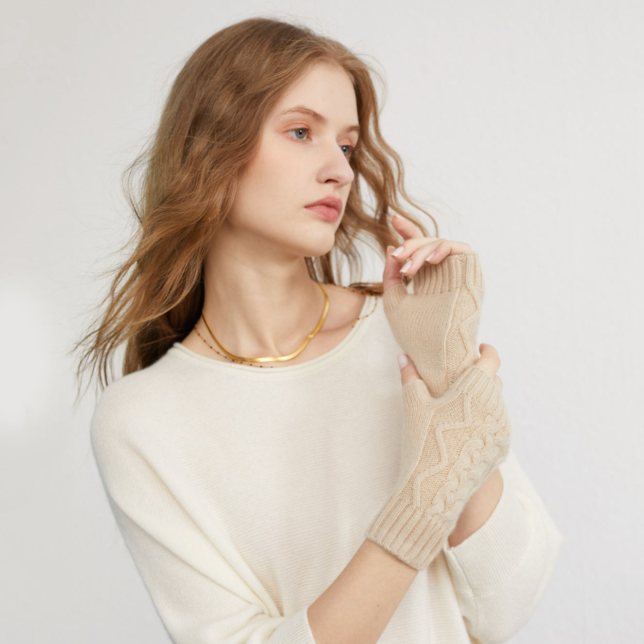 Unisex Knitted Stretch Elastic Warm Half Finger Gloves Custom Logo Wholesale Winter 100% Cashmere Fingerless Gloves for Women