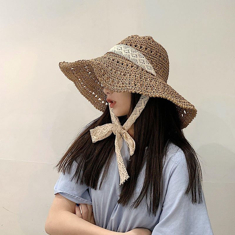 Women Summer Beach Floppy Custom Straw Hat Wide Brim Sun Fisherman Hat