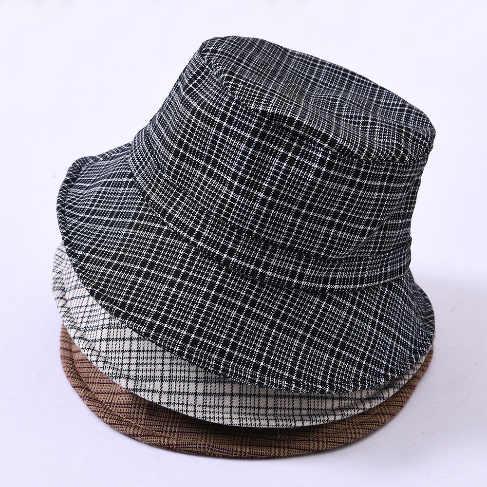 Wholesale Custom Logo Fisherman Bucket Caps Summer Spring Shade Women Luxury Plaid Bucket Hats Unisex