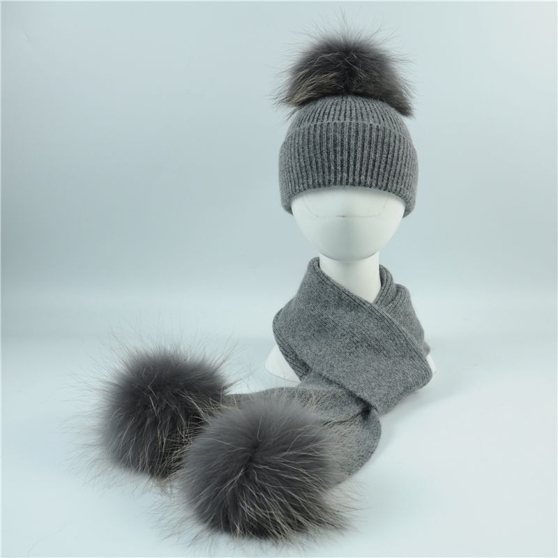 Winter Warm Knitted Hat Cute Baby Hats in Stylish With Big Pompom Knitted Beanie Baby Hat And Scarf
