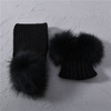 Winter Warm Fur Ball Hats Unisex Knitted Beanie Cap Girls Boys Classic Striped Knit Kids Beanie and Scarf Set