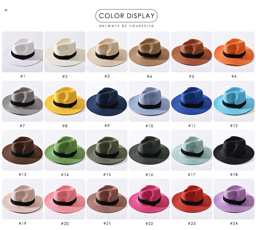Unisex Panama Fishing Paper Fedora Straw Hat Wholesale Wide Brim Summer Beach Hats
