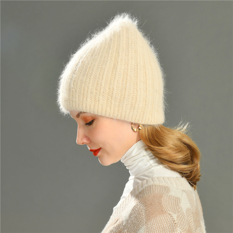 Factory Wholesale Custom Label Bulk Fashion Charm Soft Cuffed Striped Blank Unisex Long Hair Thick Knit Beanies