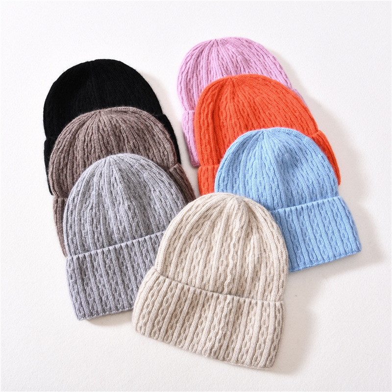 Fashion Plain Winter Hat Cashmere Wool Knit Beanies Warm Custom Winter Adult Cashmere Knitted Beanie 