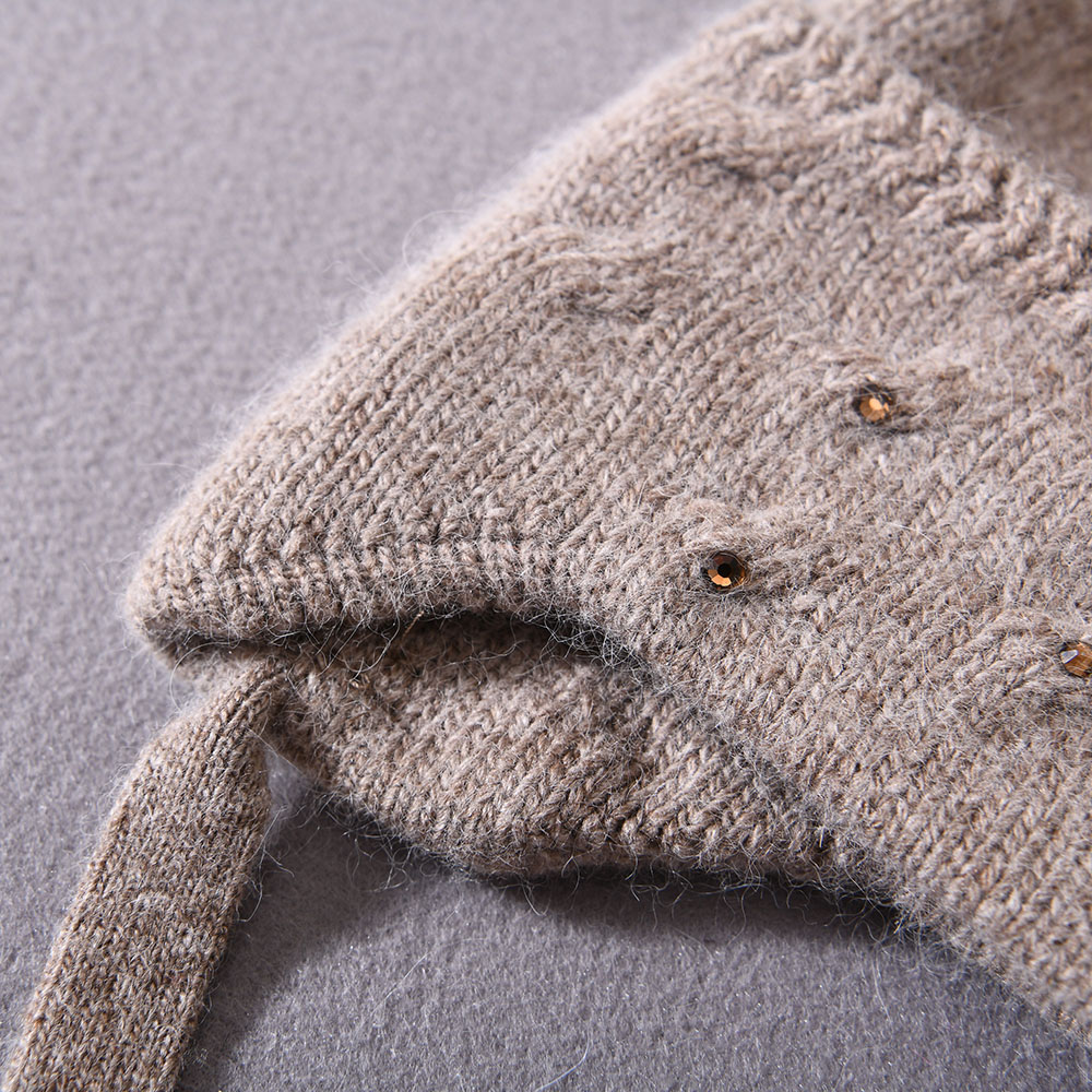 Wholesale Custom Winter Knitted Beanies Baby Ear Flap Soft Warm Unisex Cute Winter Knit Kids Ski Beanies