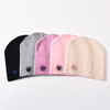 Winter Autumn Spring Soft Angora Wool Knitted Female Winter Hats Plain Rhinestone Blank Pink Beanie Hat