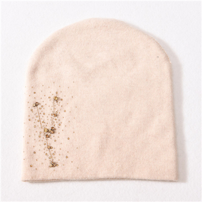 Winter Soft Angora Wool Knitted Women Winter Hats Plain Rhinestone Blank Pink Beanie Hat