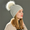 High Quality Angora Wool Knit Beanie Hat Custom Winter Hats with Fur Pom Pom New Style Ladies Wool Beanie