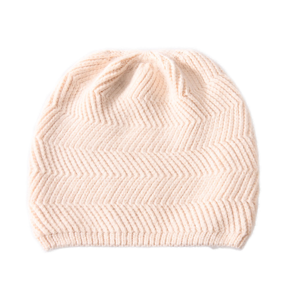 OEM Wholesale Angora Knitted Beanie Hats Thick Warm Custom Water Ripple Pattern Winter Women Beanie